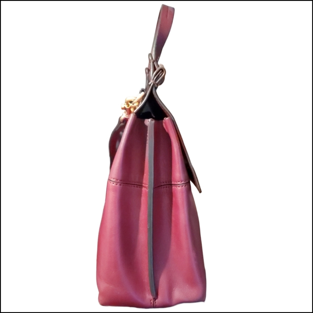 TORY BURCH New York Burgandy Leather Block-T Shoulder Crossbody Handbag - Picture 6 of 16